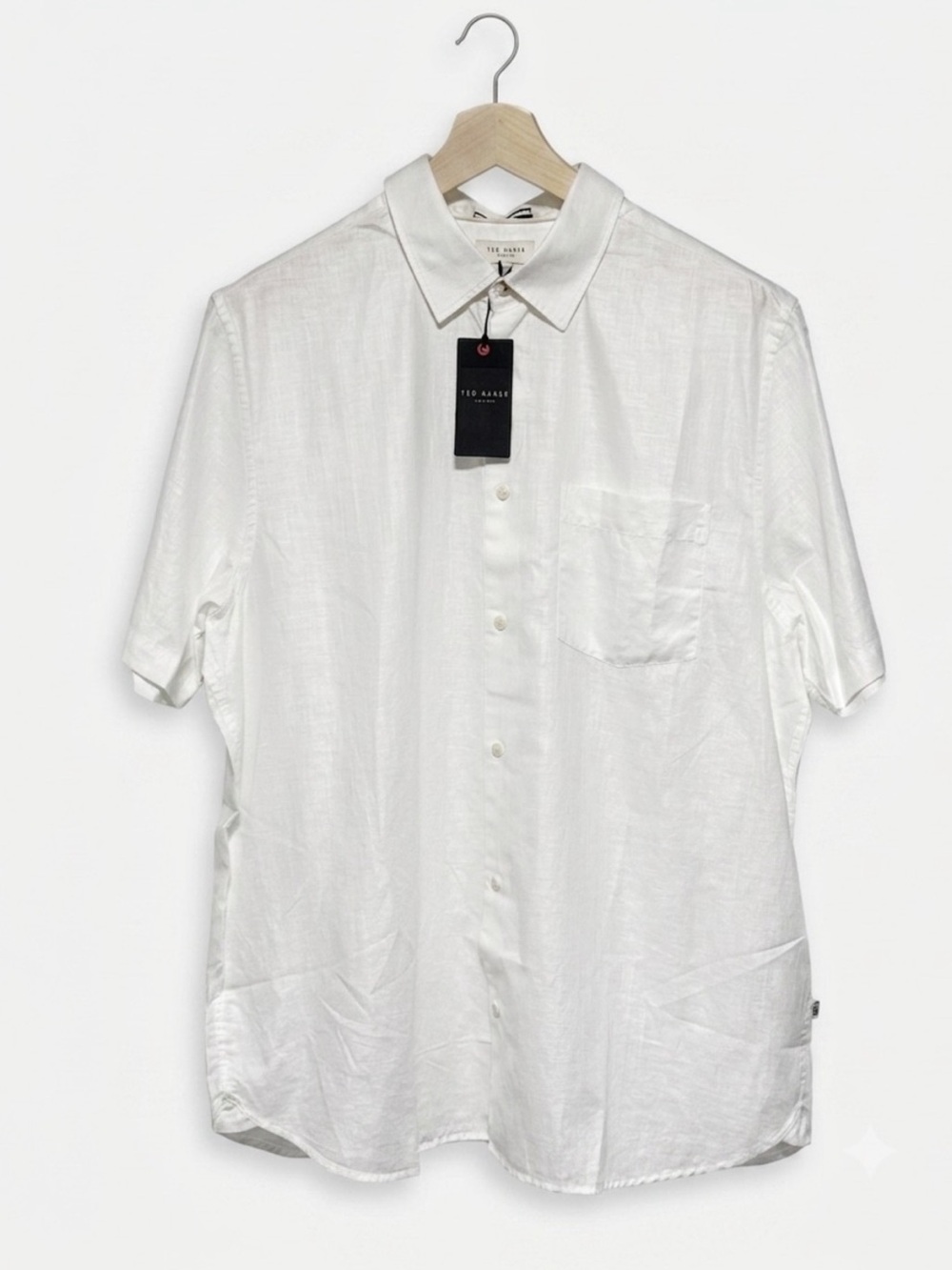 Ted Baker White Short Sleeve Linen Shirt NWT Size 6 XL